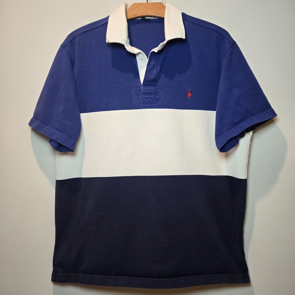 Polo Ralph Lauren 90s Shirt Large Men's Cotton Collared V Neck Short Sleeve